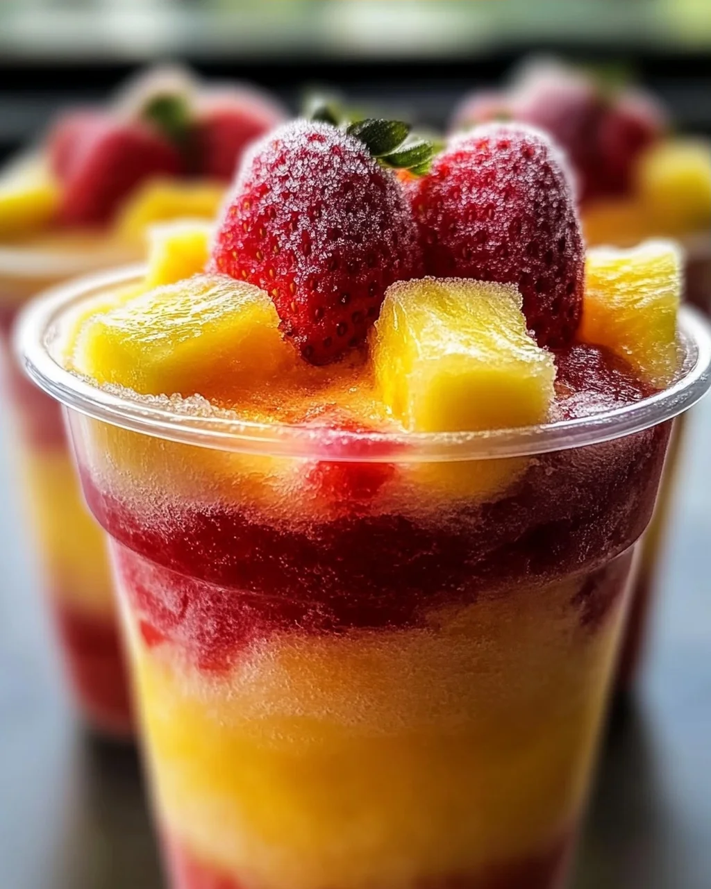 Ananas Erdbeer Swirl Slushies für heiße Sommertage
