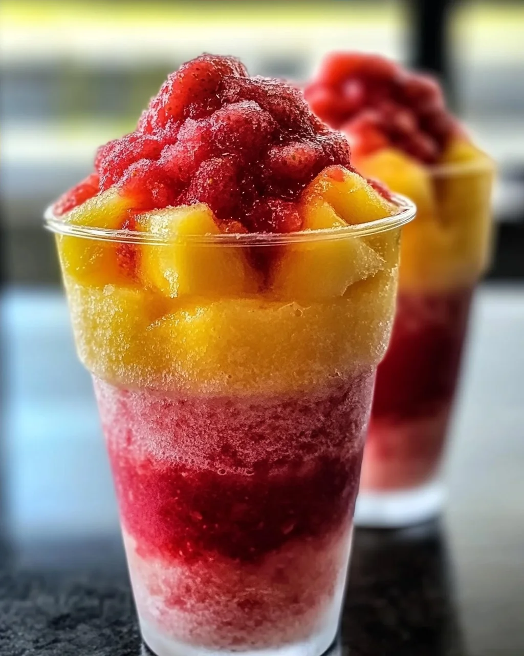 Ananas Erdbeer Swirl Slushies für heiße Sommertage