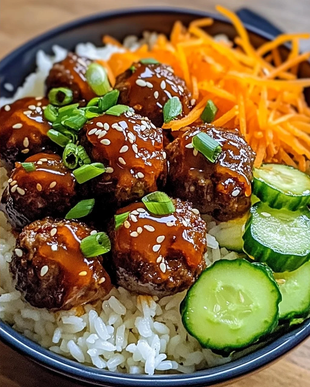 BBQ Fleischbällchen Reisbowl für schnelles Kochen