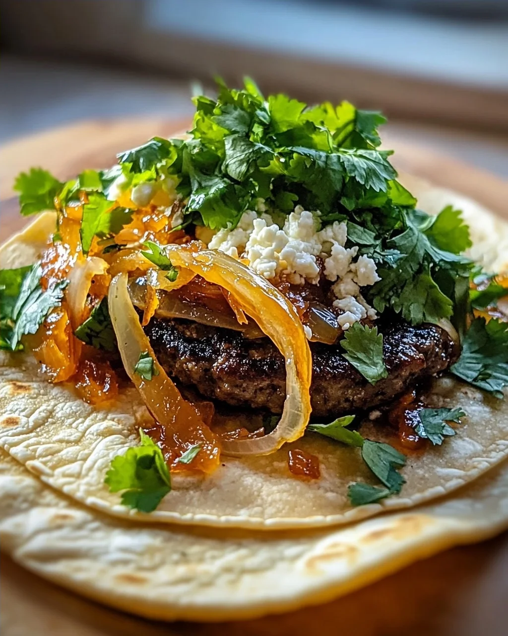 Caramelized Onion Smash Burger Tacos – A Delight!