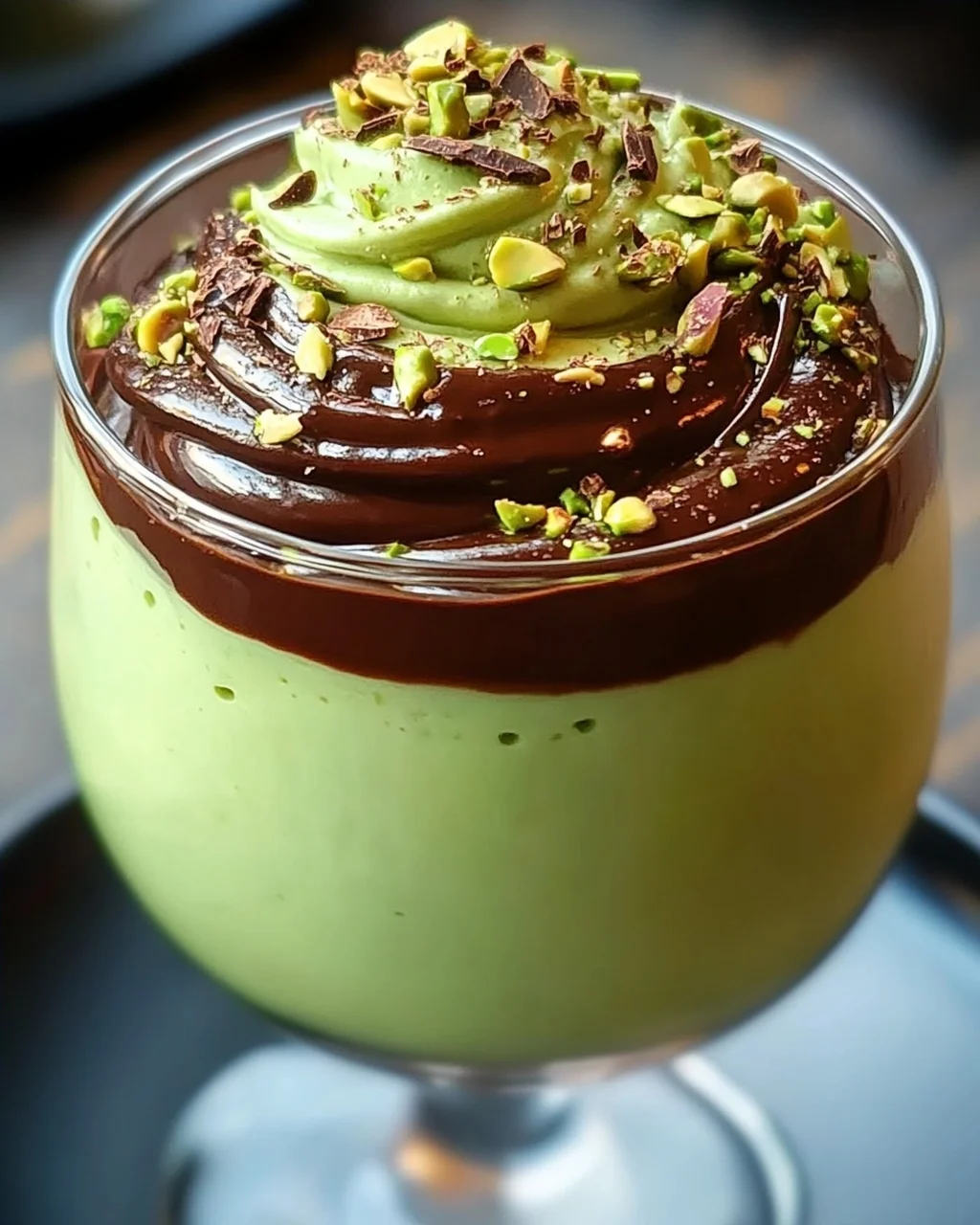 Cremiges Pistazienmousse mit Schokoladenganache Rezept