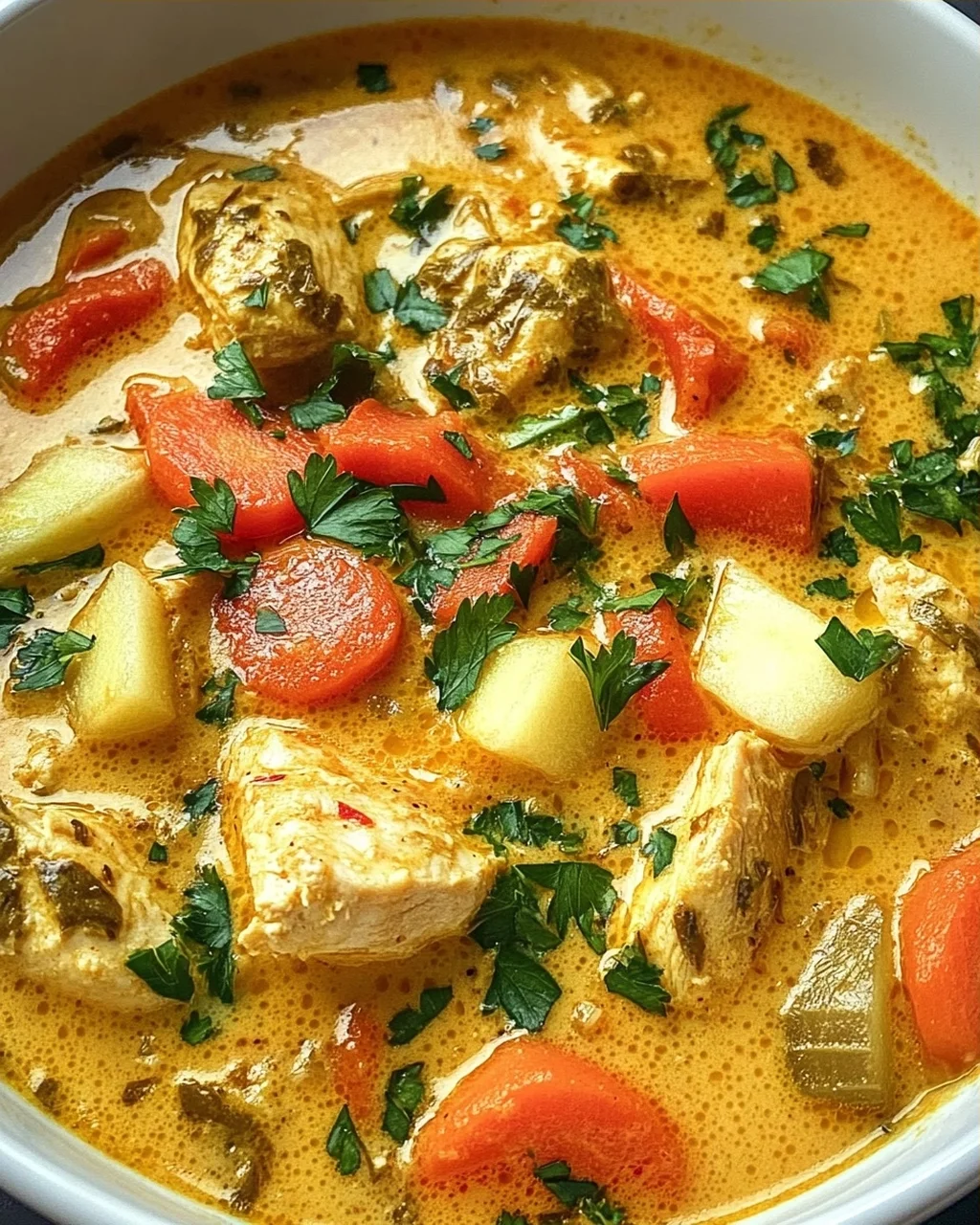 Currysuppe mit Hähnchen
