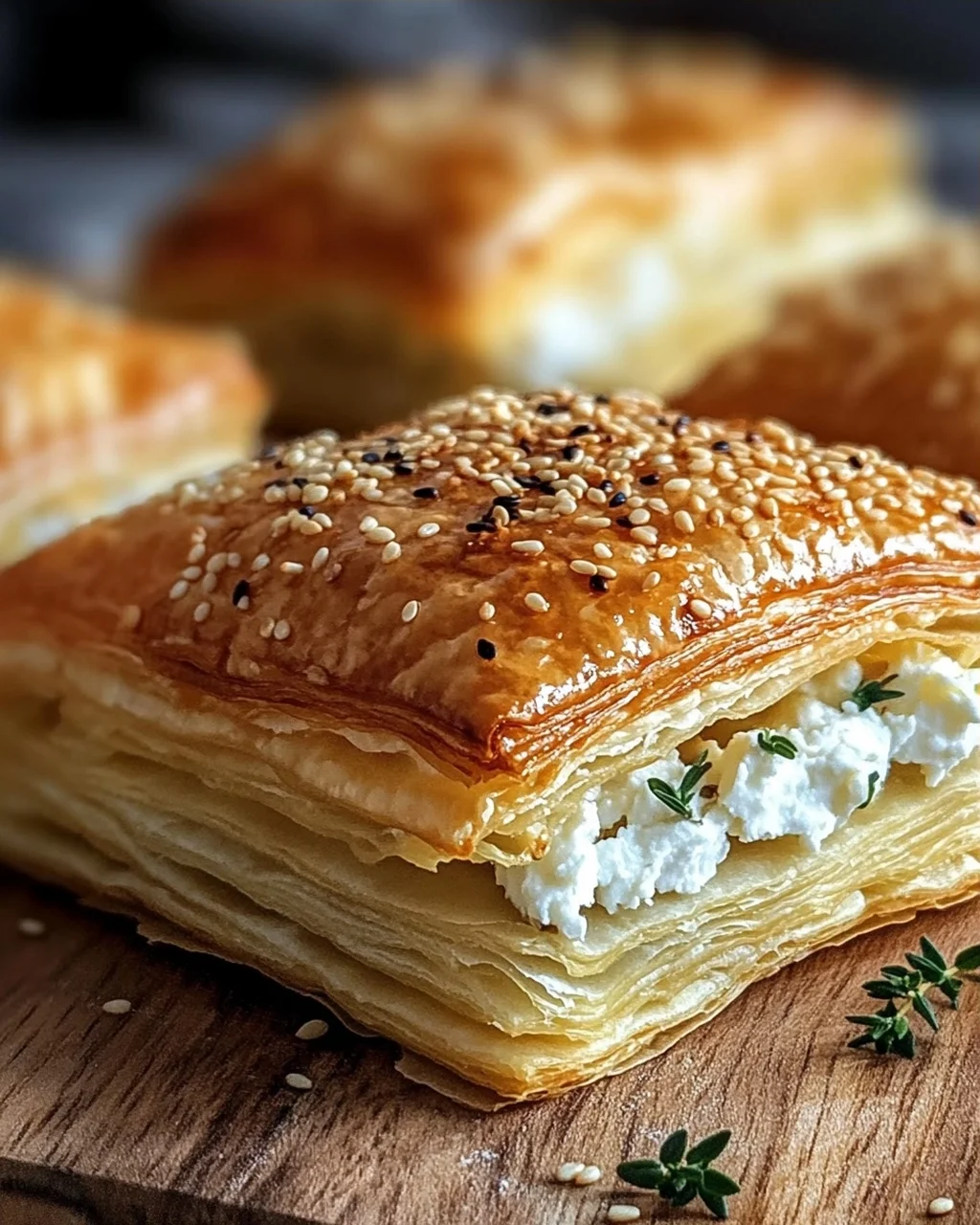 Feta im Blätterteig mit Sesam und Thymian