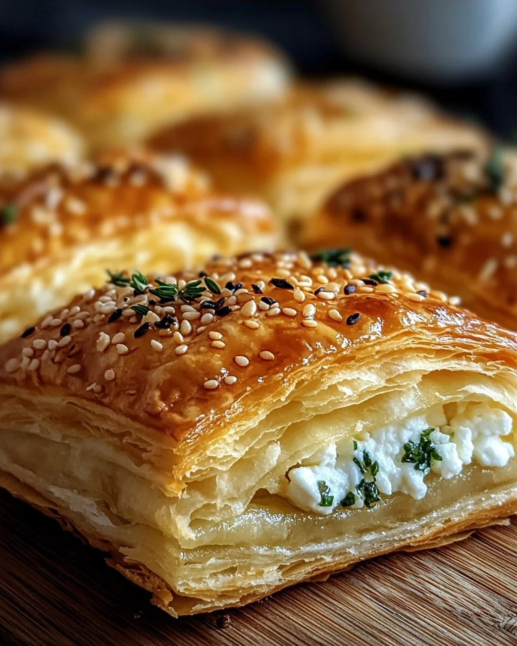 Feta im Blätterteig mit Sesam und Thymian