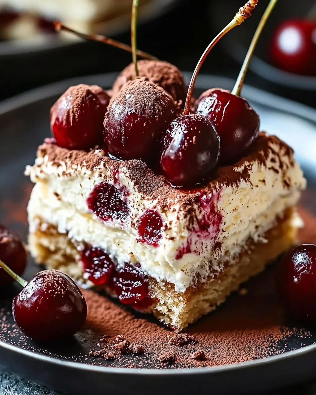 Fruchtiges Kirsch-Tiramisu mit Amaretto-Geschmack (alkoholfrei)