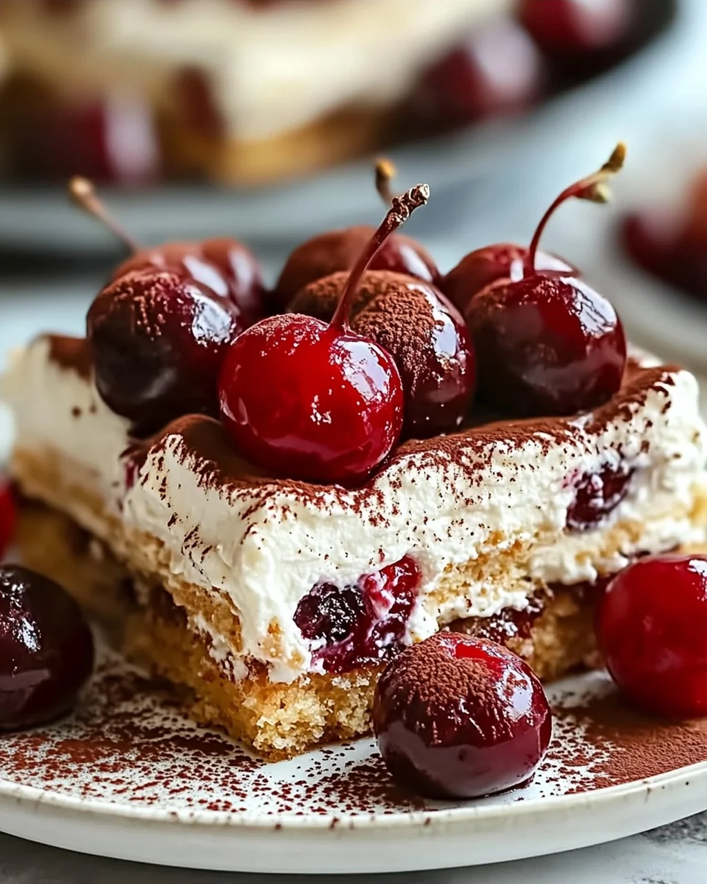 Fruchtiges Kirsch-Tiramisu mit Amaretto-Geschmack (alkoholfrei)