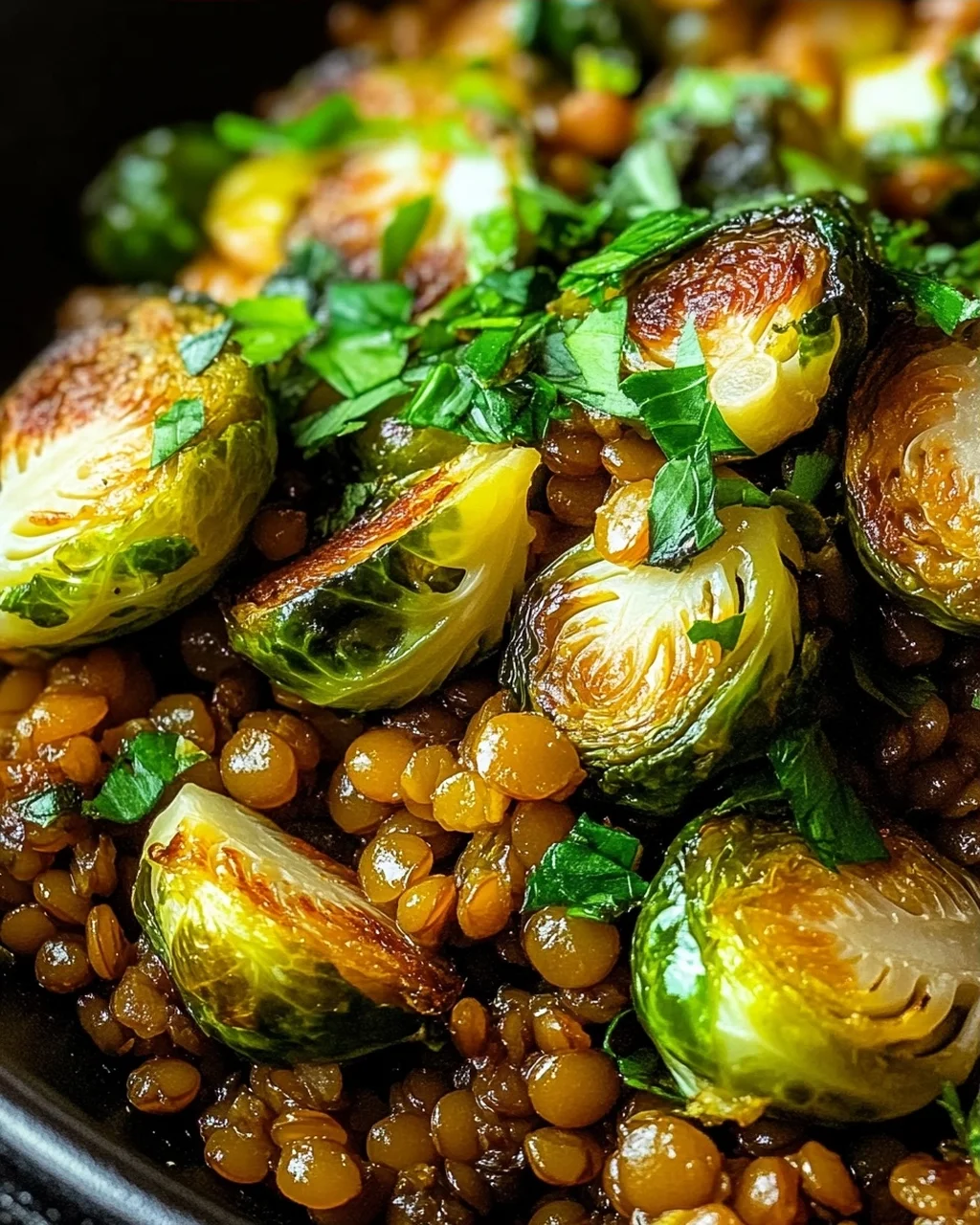 Gebratener Rosenkohl mit Berglinsen