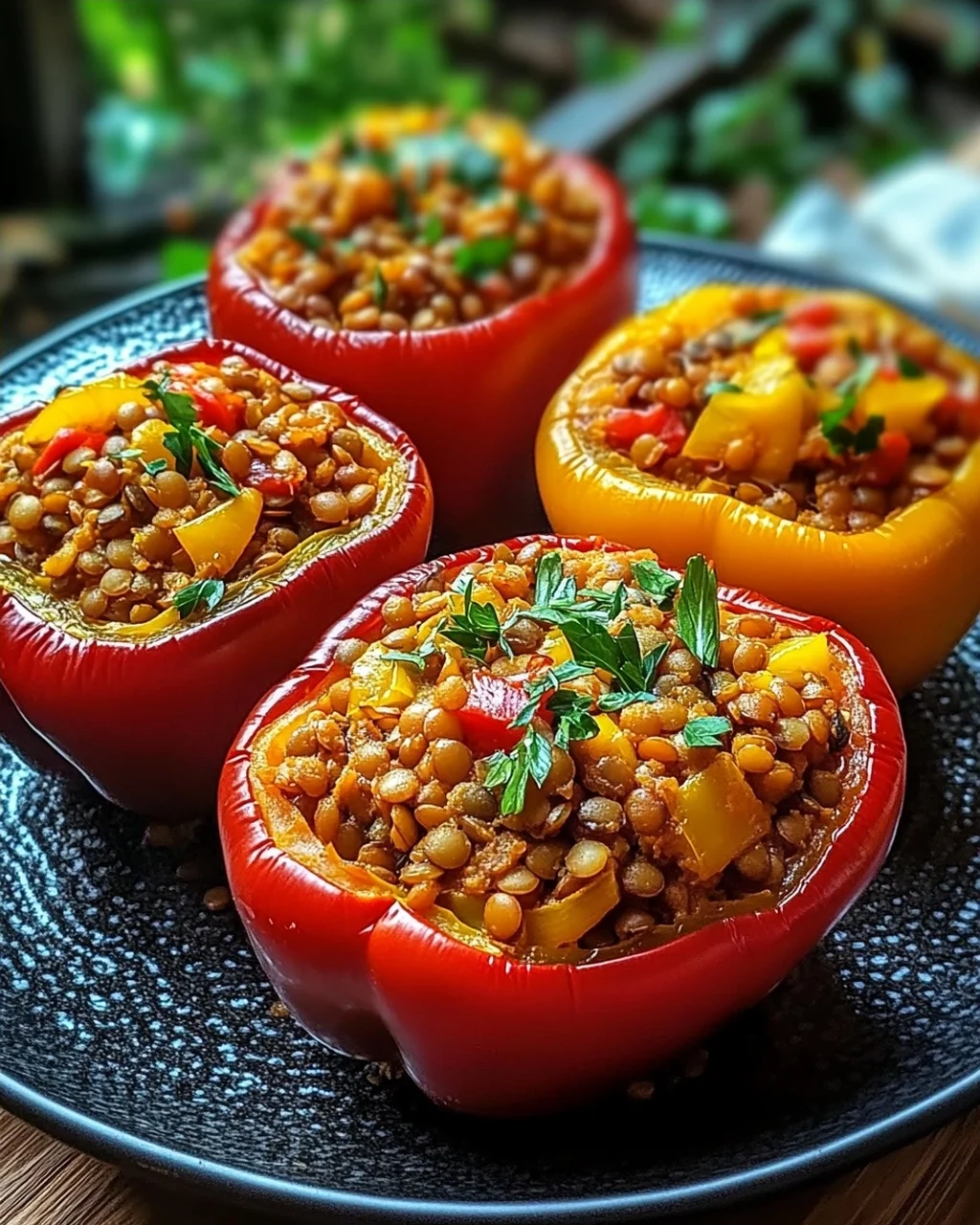 Gefüllte Spitzpaprika mit roten Linsen