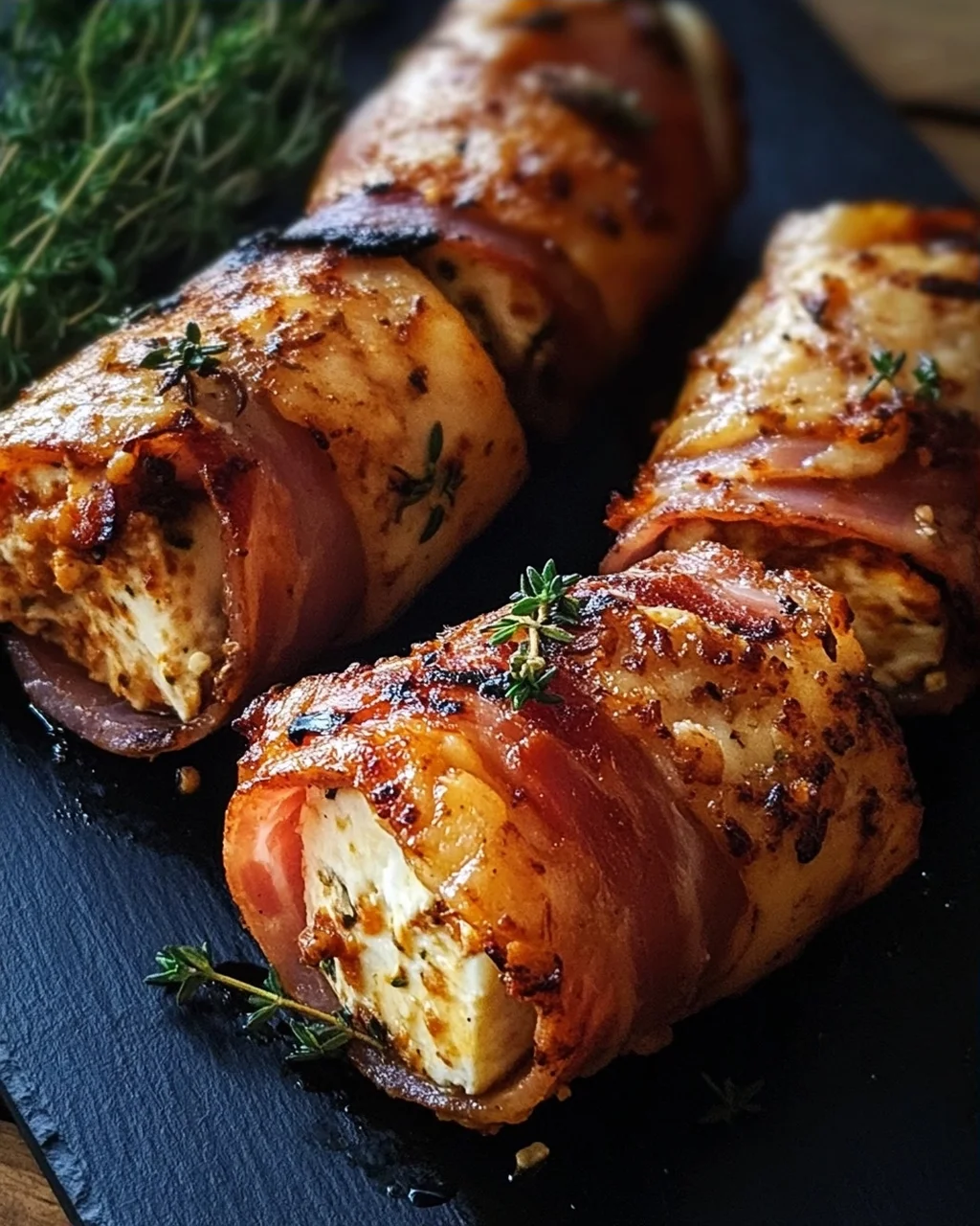 Gegrillte Feta-Schinkenröllchen
