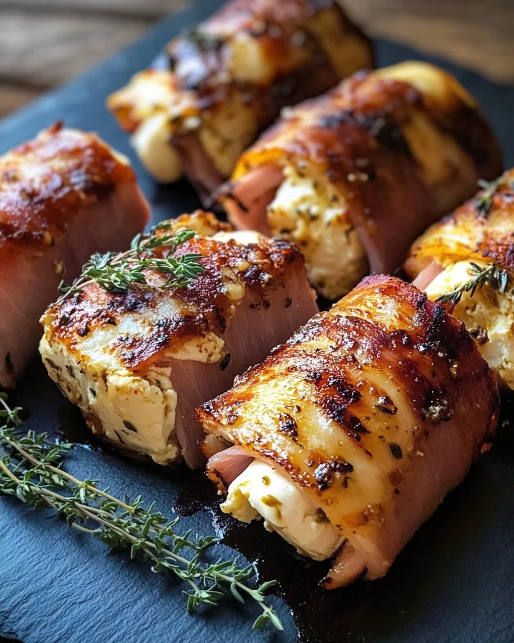 Gegrillte Feta-Schinkenröllchen