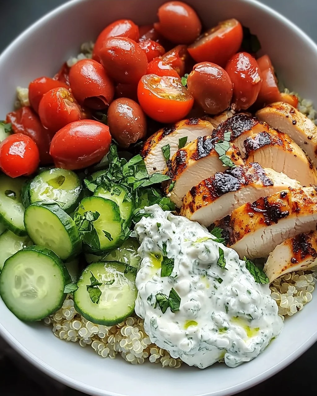 Griechische Hähnchen-Tzatziki Bowl