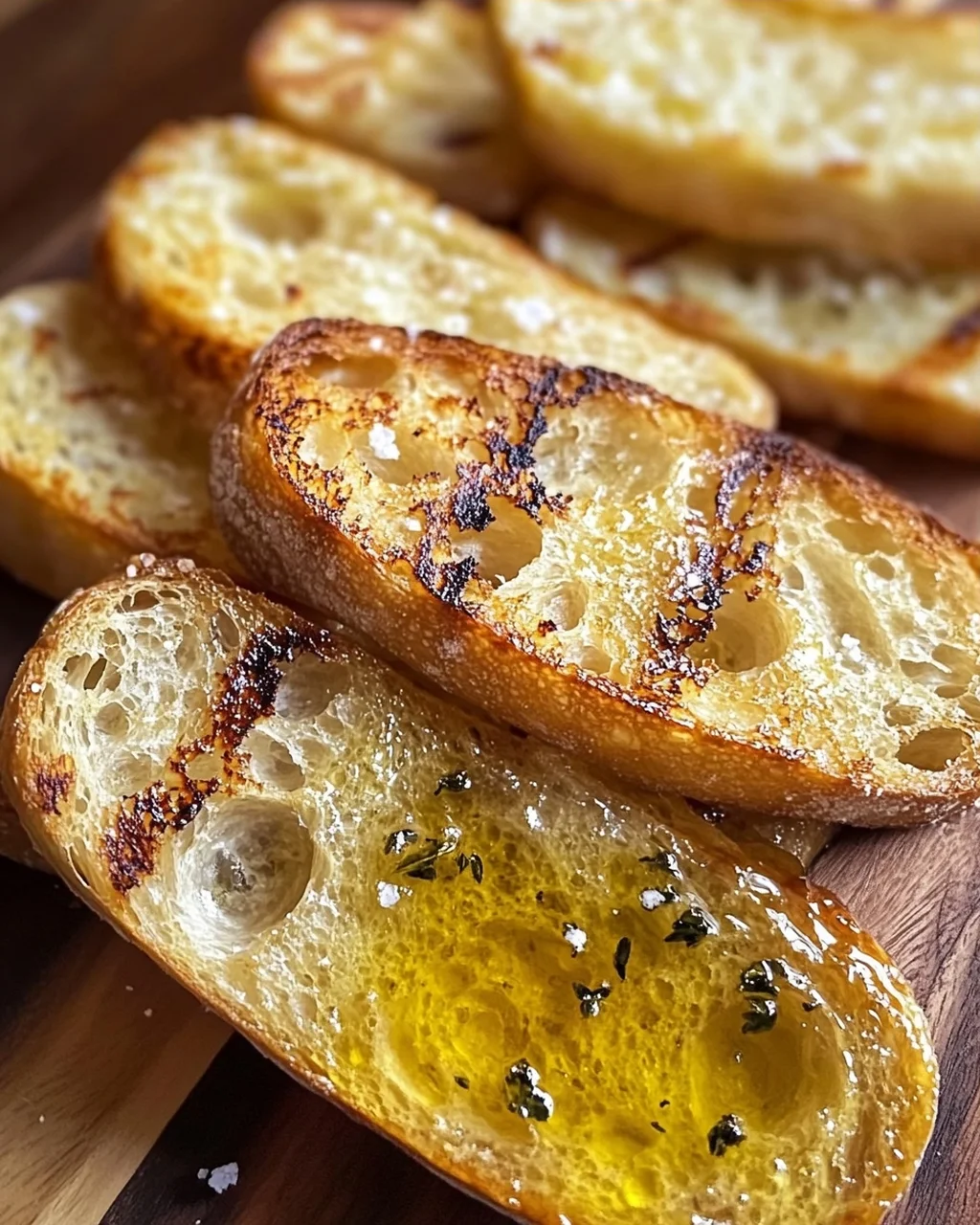 Grillbrot mit Olivenöl und Meersalz