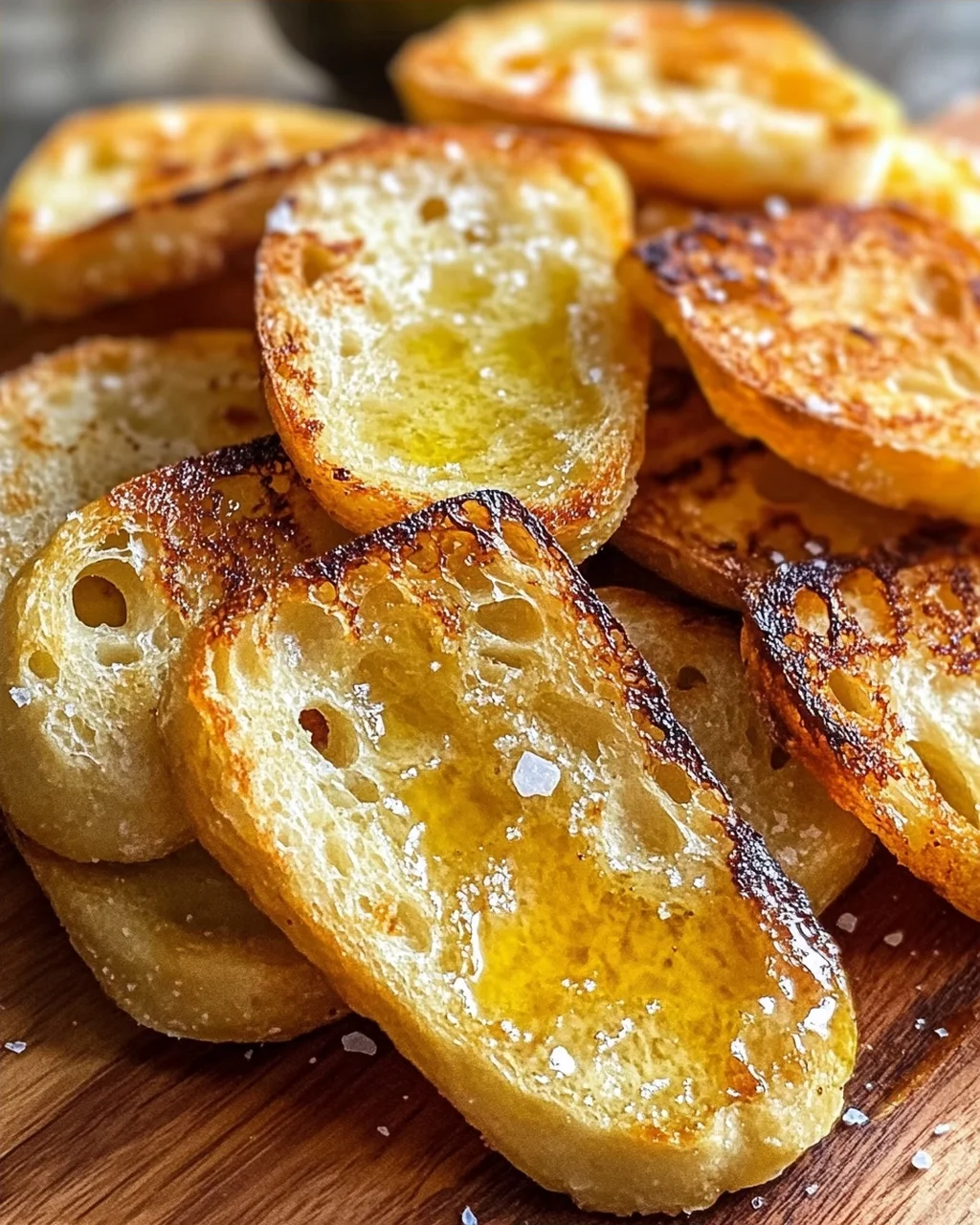 Grillbrot mit Olivenöl und Meersalz