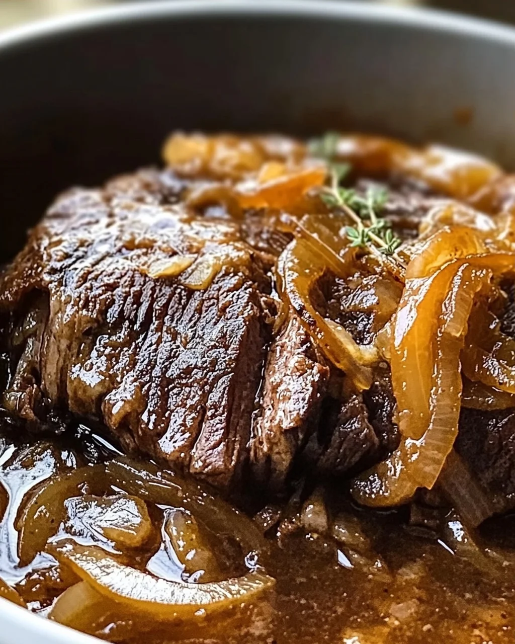Herzhafter französischer Zwiebel-Rinderbraten für Gemütlichkeit