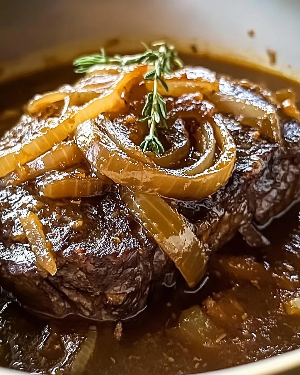 Herzhafter französischer Zwiebel-Rinderbraten für Gemütlichkeit