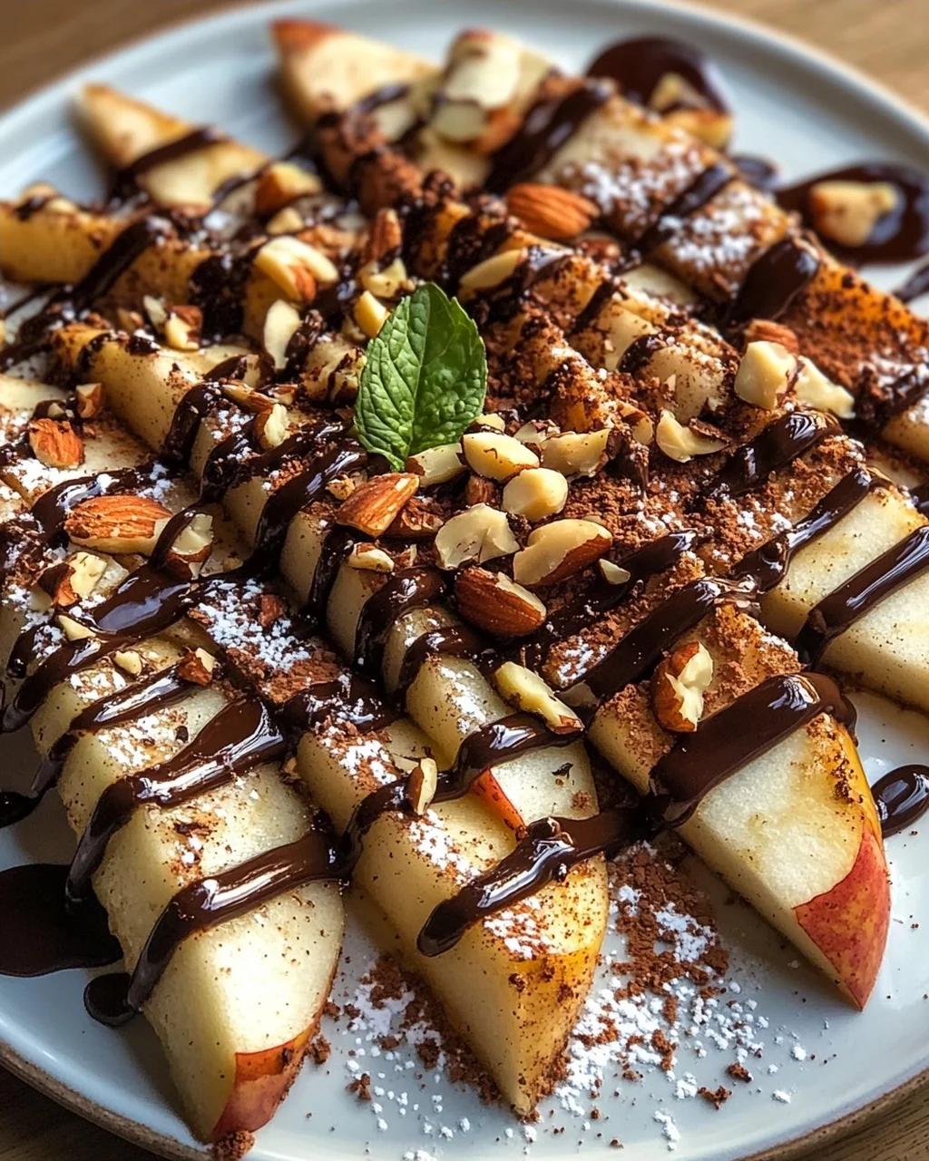 Himmlische Knusprige Apfel-Pommes Nachos mit Schoko-Drizzle