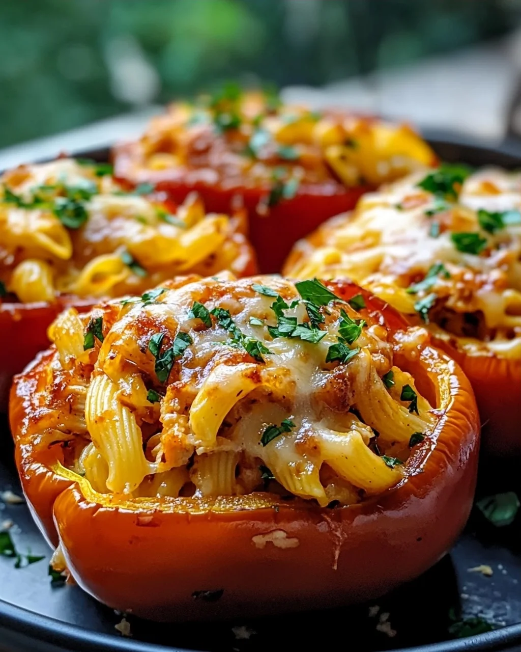 Honig-Knoblauch BBQ Hühnchen Pasta gefüllte Paprika Rezept