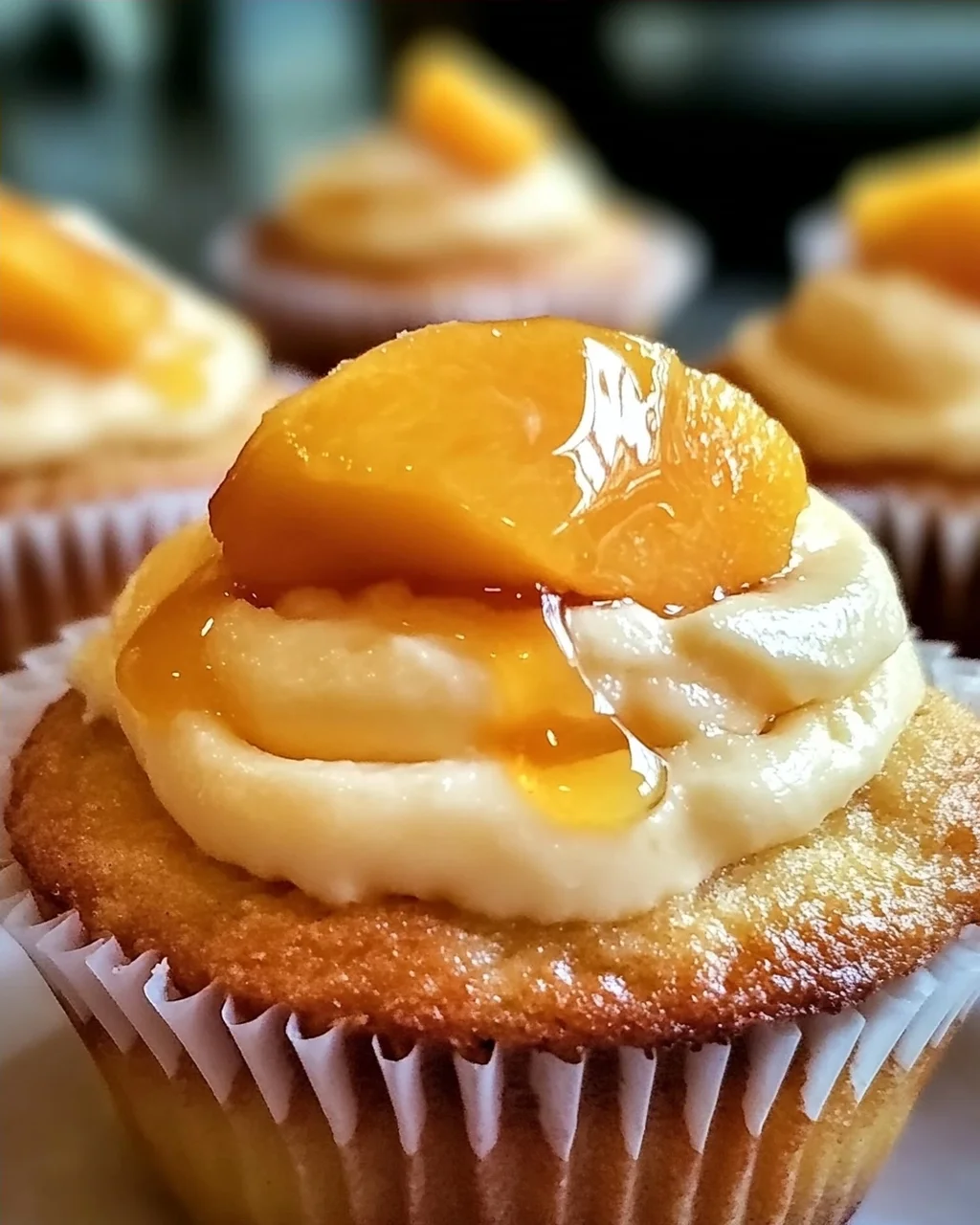 Honig Pfirsich Frischkäse Muffins zum Verlieben
