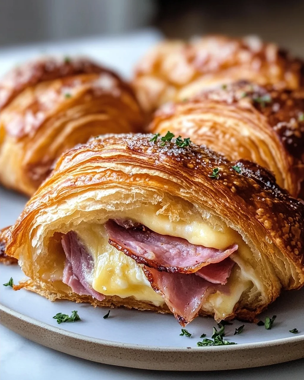 Knusprige Gebackene Rinderschinken-Käse-Croissants