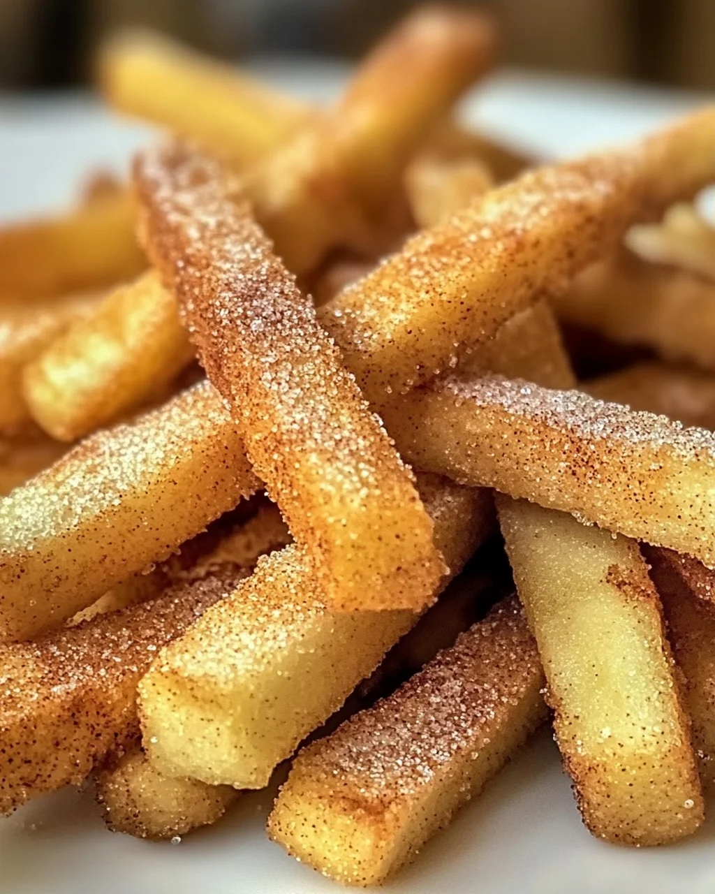 Knusprige Heißluftfritteuse Apfelpommes mit Zimt-Glück