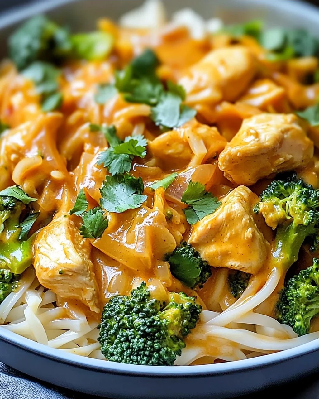 Kokosnuss-Curry-Hühnchen und Reisnudeln leicht gemacht