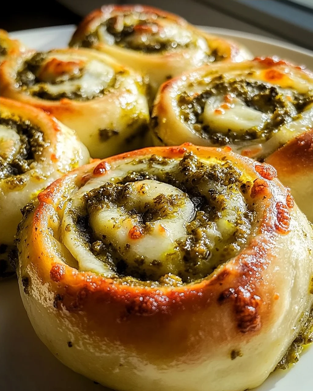 Leckere Pizzaschnecken mit Pesto & Mozzarella