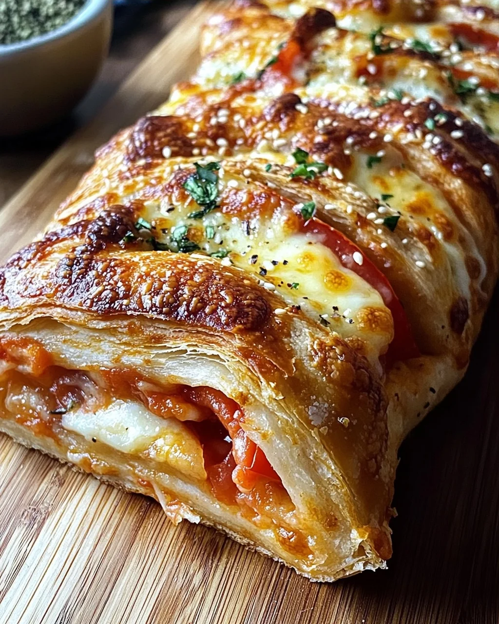 Pizza-Strudel aus fertigem Pizzateig