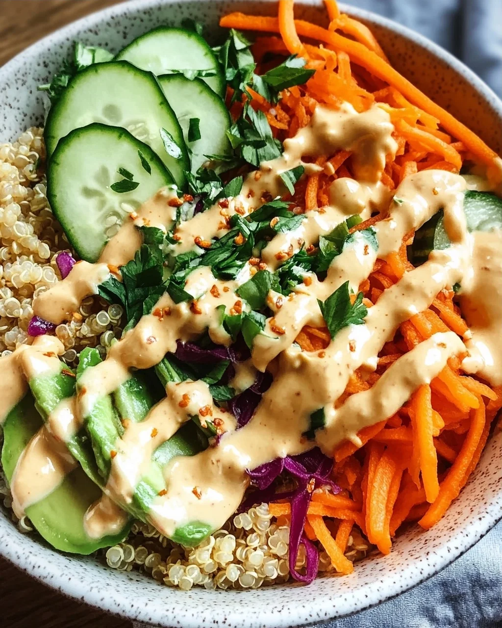 Quinoa-Gemüse-Bowl mit Tahini-Dressing