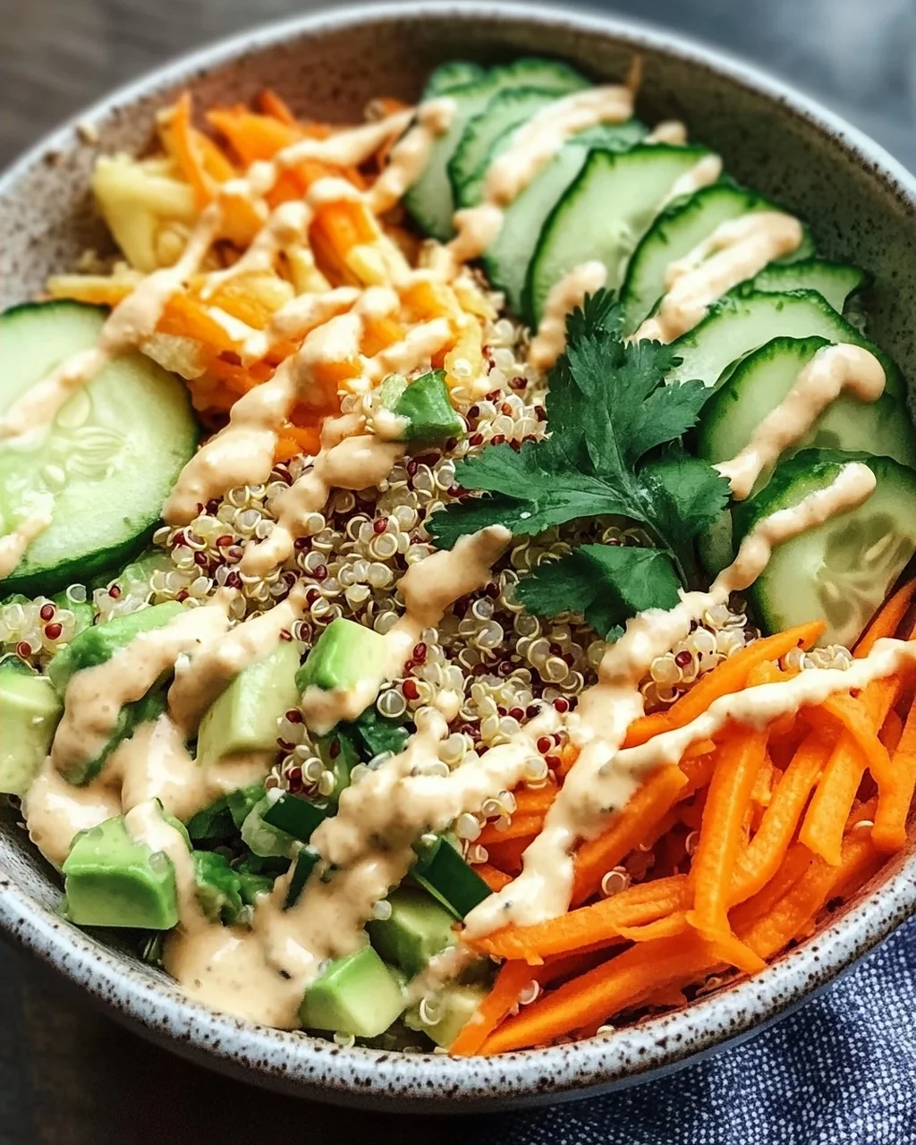 Quinoa-Gemüse-Bowl mit Tahini-Dressing