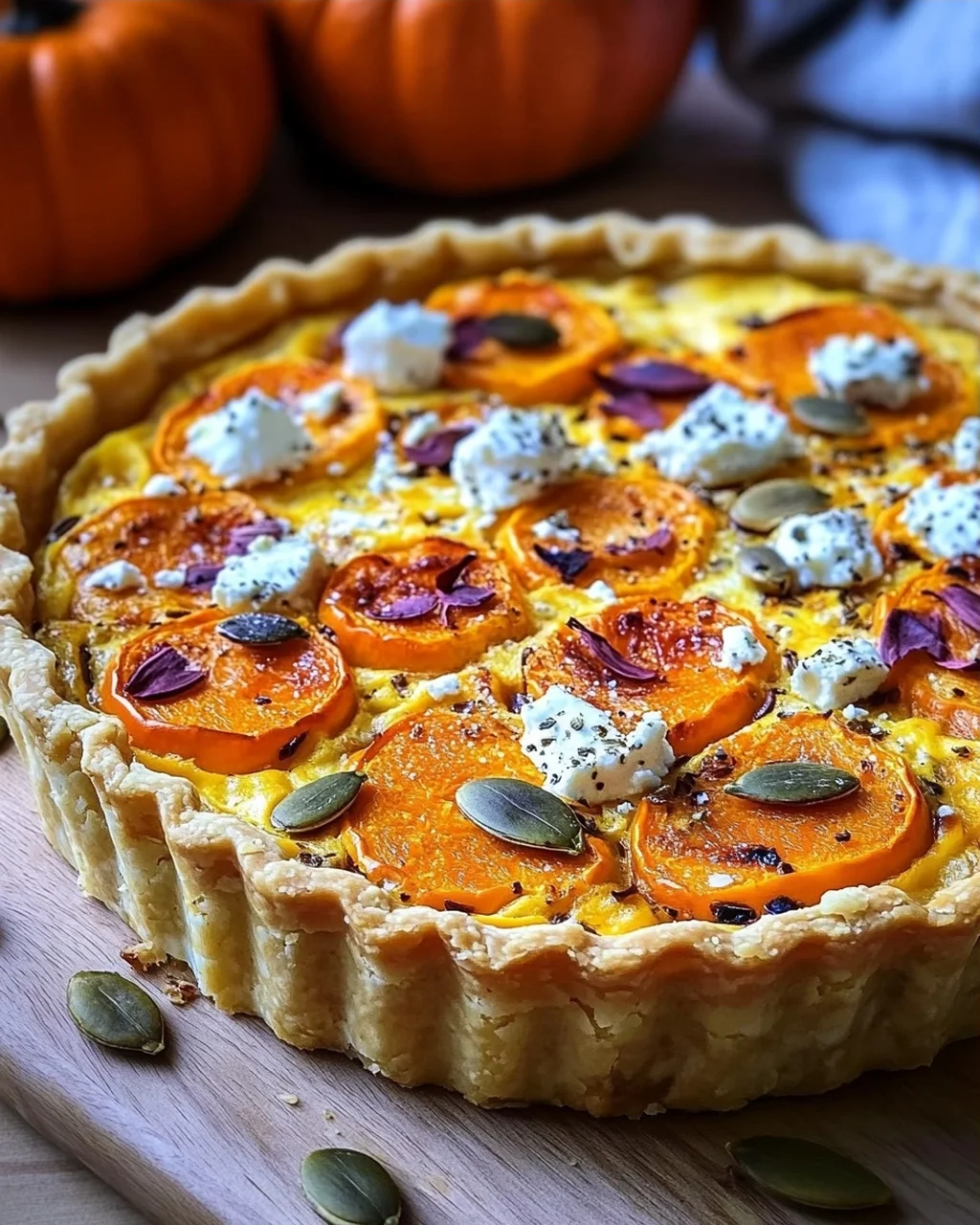 Saftige Kürbis-Quiche mit Feta