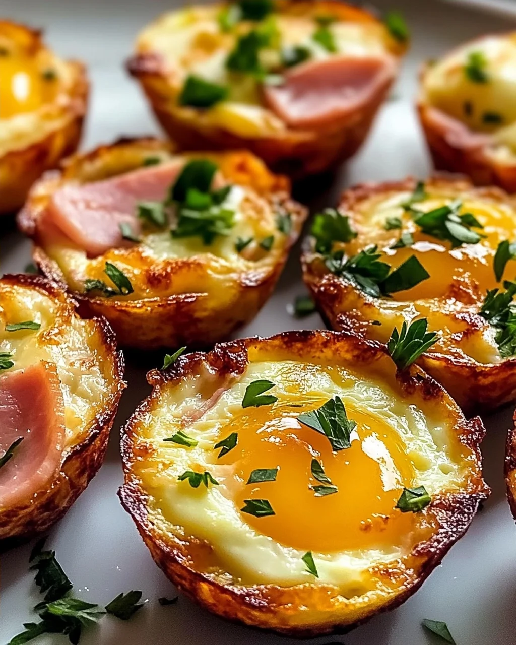 Schinken und Käse Eierbecher für schnelles Frühstück