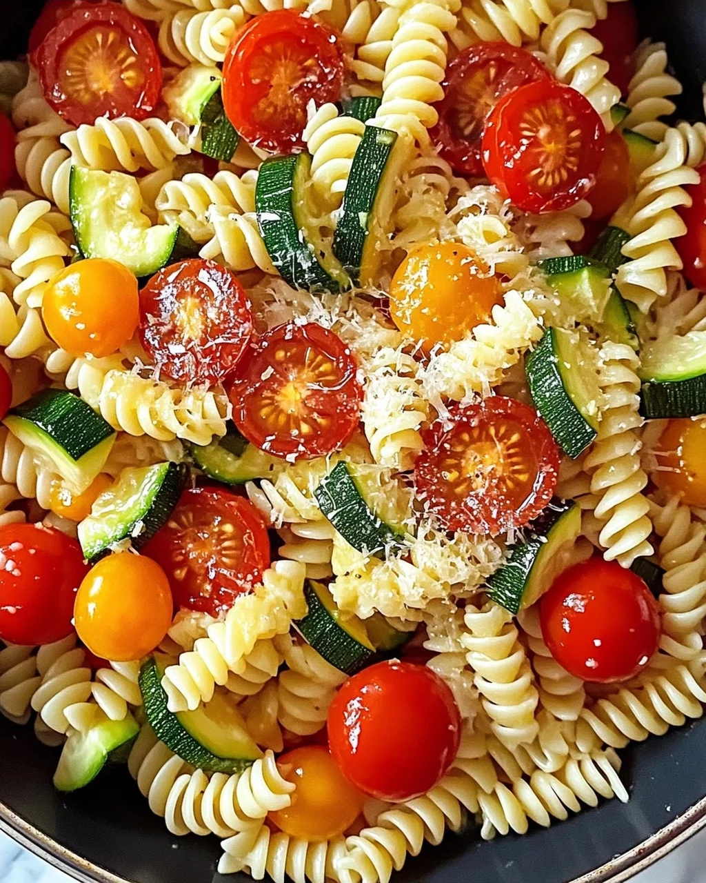 Schnelle Tomaten-Zucchini-Pasta für jeden Tag