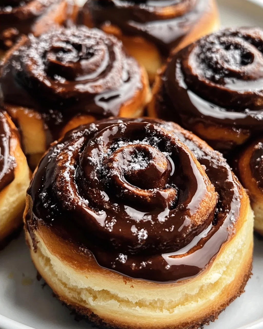Unwiderstehliche Schoko-Zimtschnecken mit cremiger Fudge-Glasur