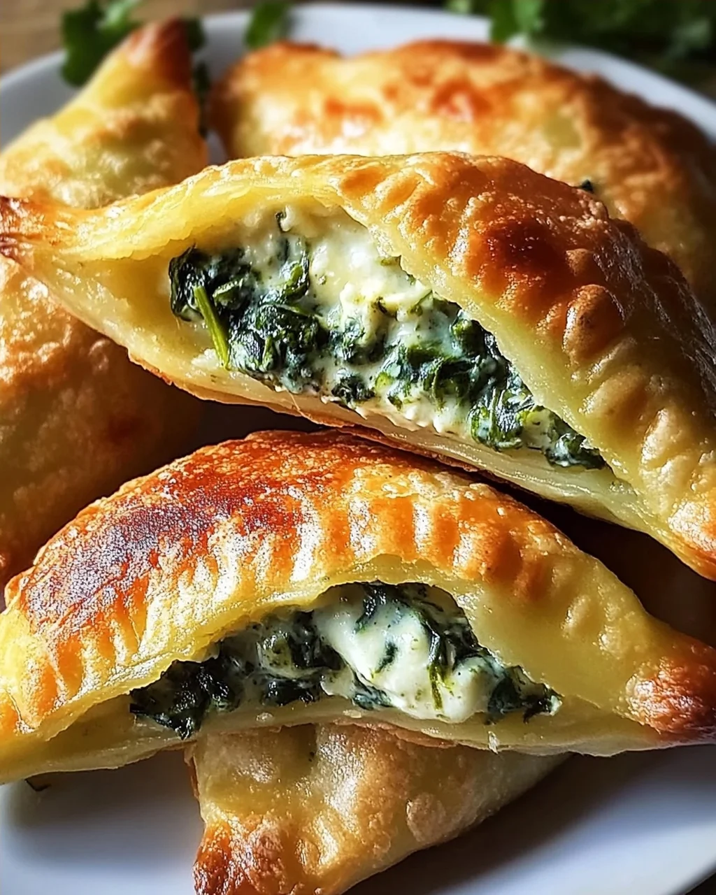 Vegane Kartoffeltaschen mit Spinat-Frischkäse-Füllung
