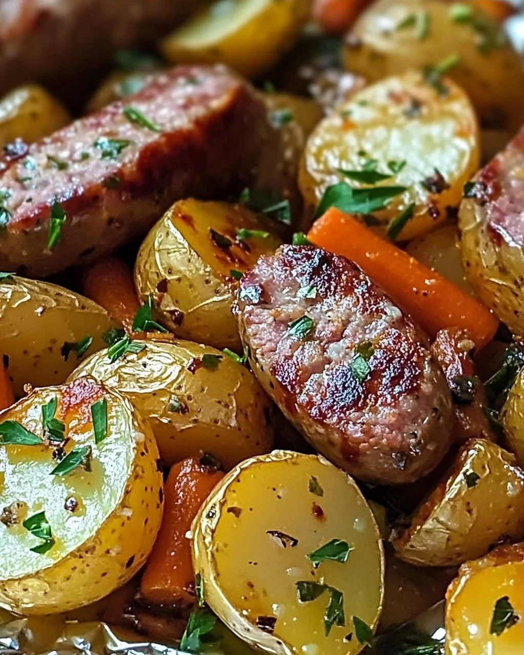 Wurst & Kartoffel Folienpaket schnell und lecker