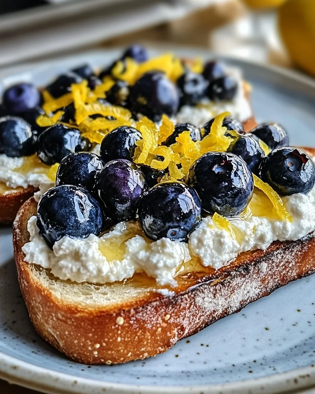 Zitronen-Blaubeer-Ricotta-Toast für jeden Tag