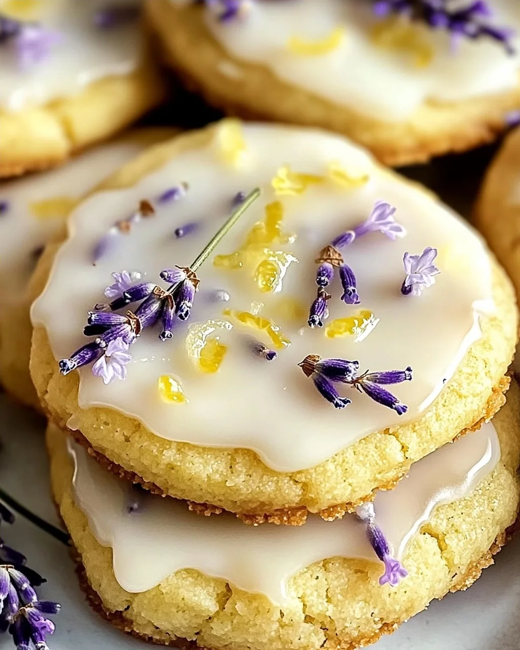 Zitronenlavendelplätzchen mit süßem Guss